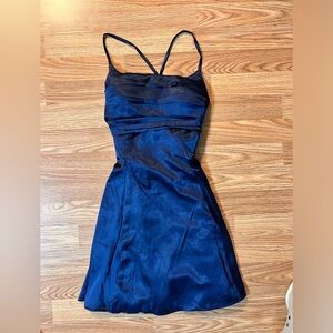 Elegant Navy Blue Spaghetti Strap Dress -homecoming